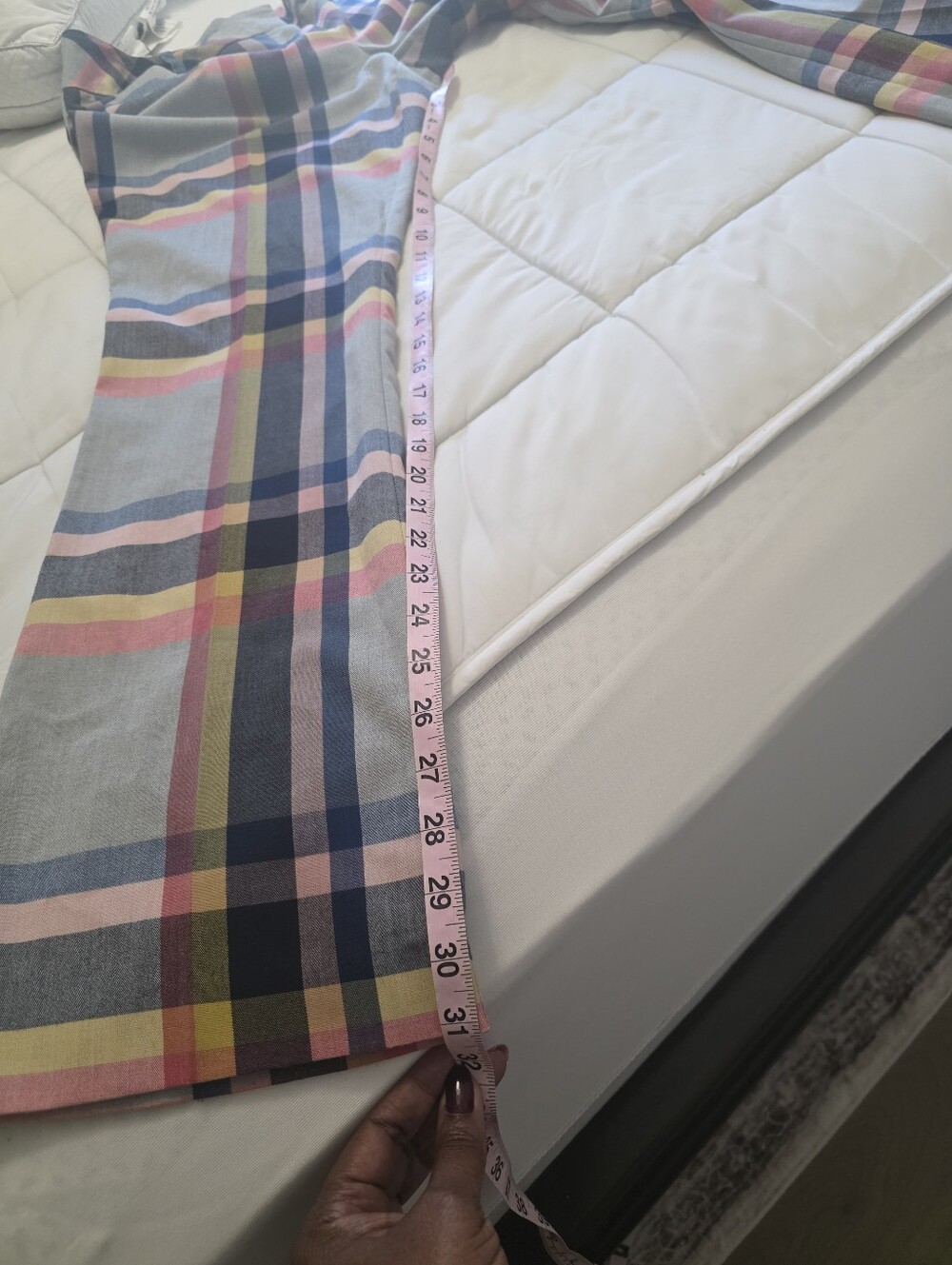7th Avenue Design Studio New York And Company Plaid Pants. Blue, Pink, & Yellow - Picture 8 of 9